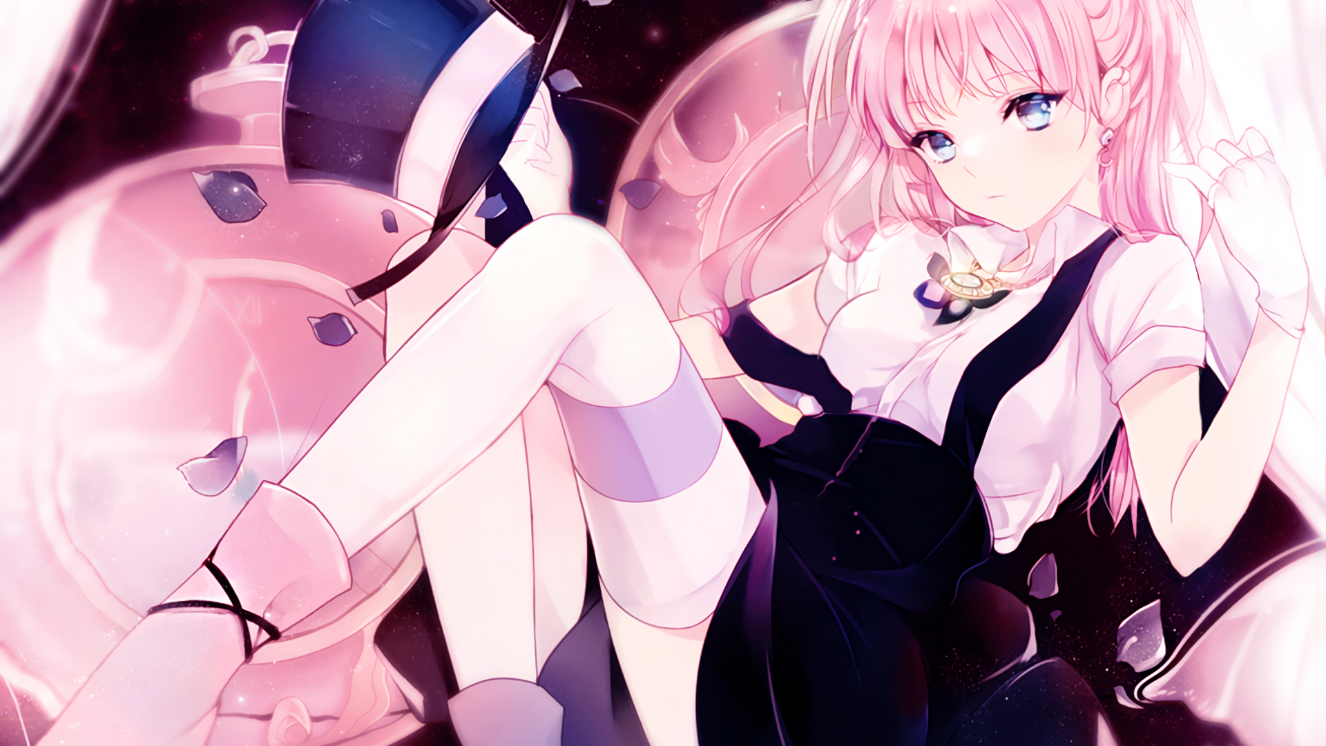Download 1920x1080 Anime Girl, Pink Hair, Skirt Wallpaper