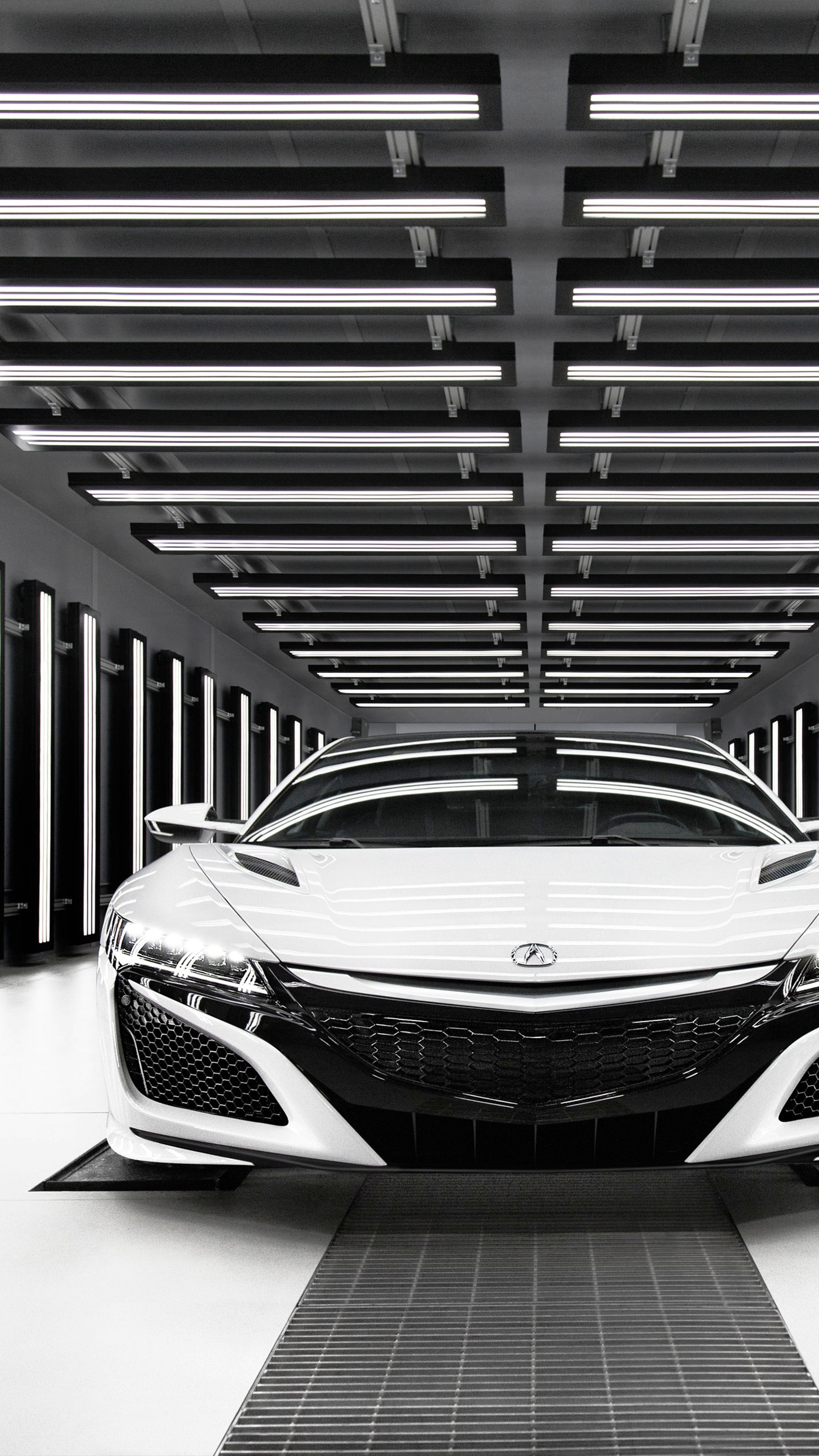 Acura NSX White Monochrome 4K Ultra HD Mobile Wallpaper
