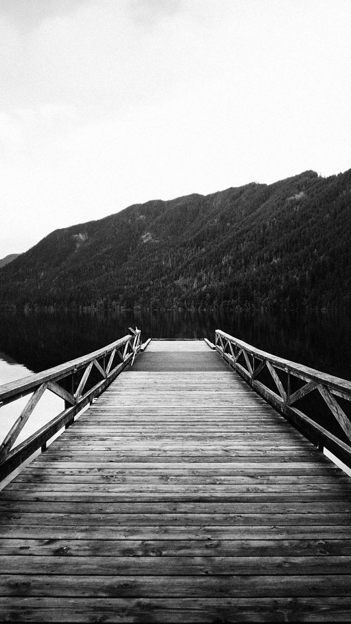 Pier Lake & Scenery Monochrome Galaxy s3 wallpaper