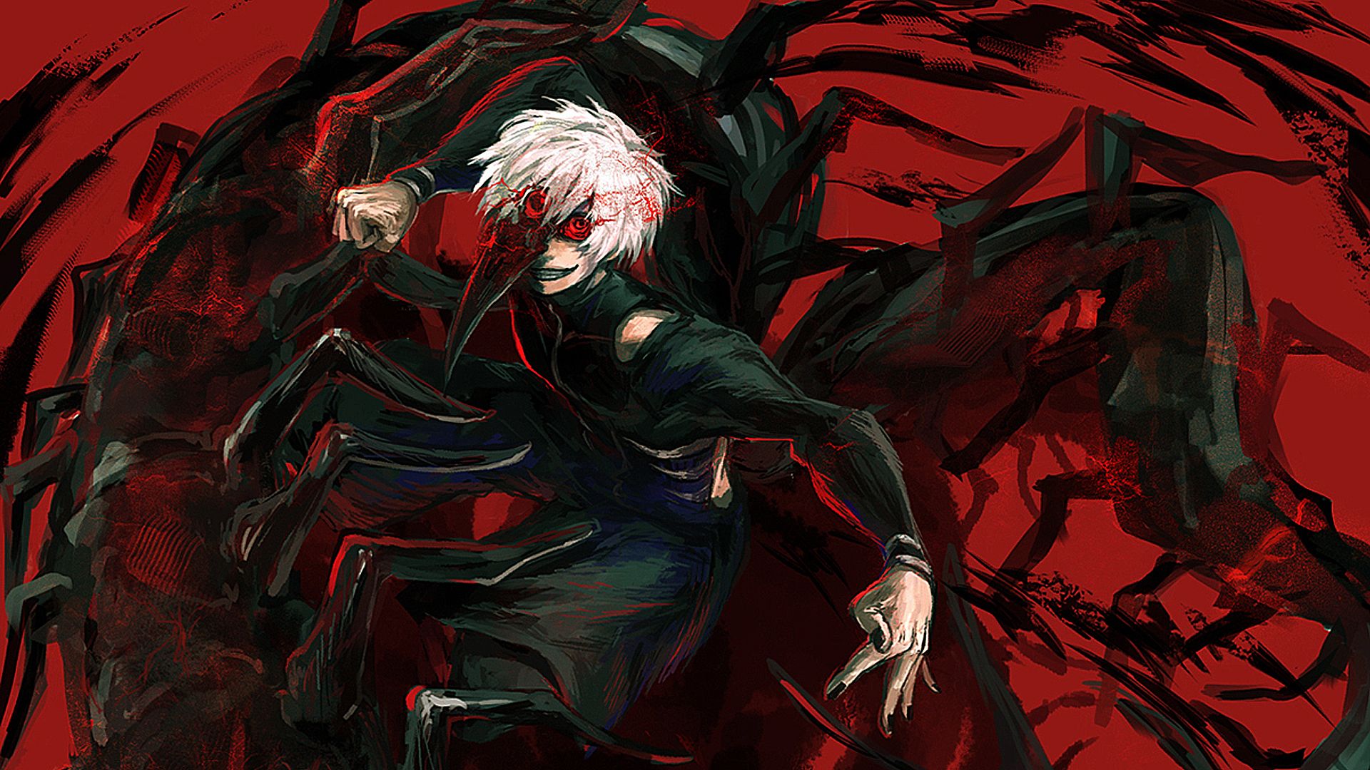 Download wallpaper 1920x1080 tokyo ghoul, artwork, ken kaneki