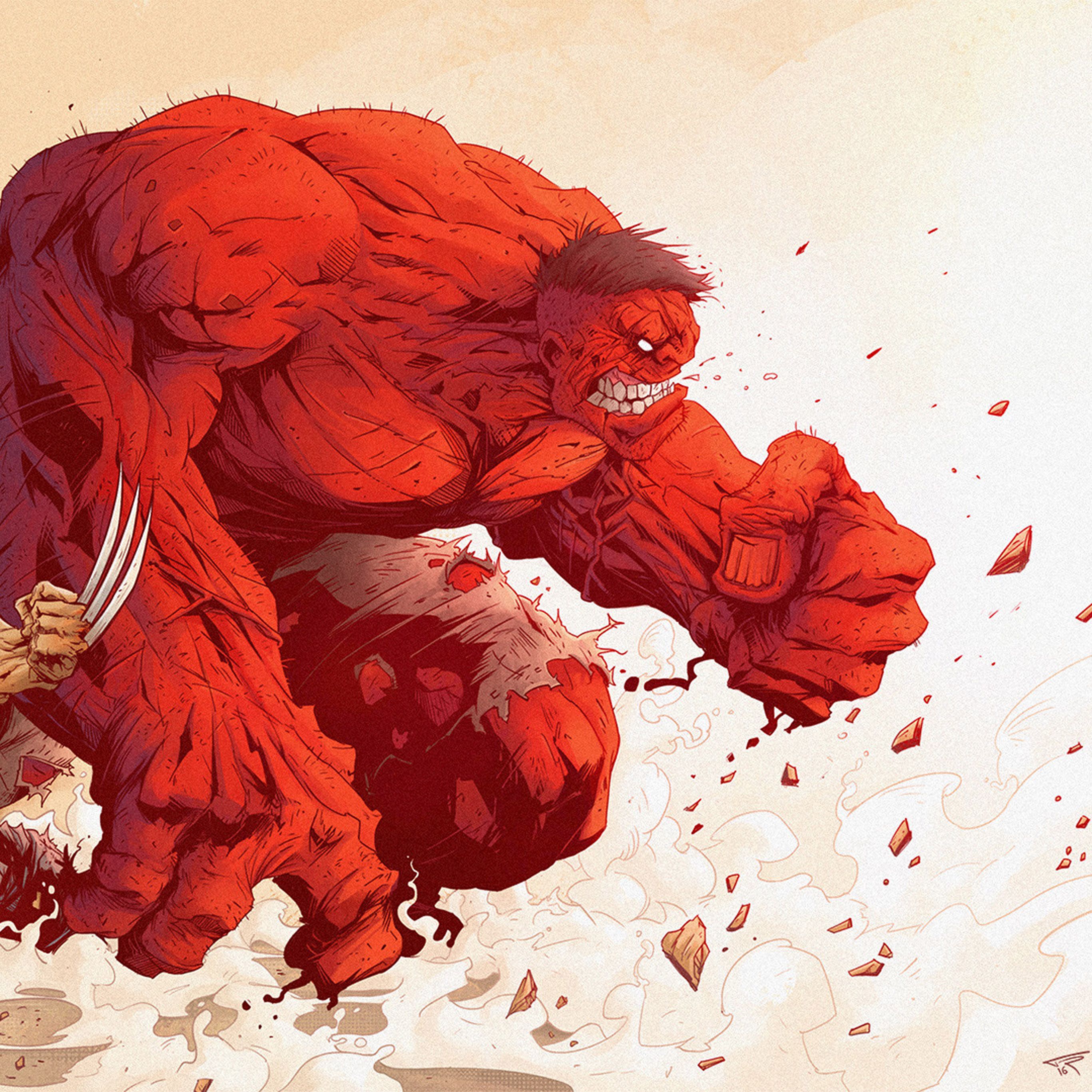 Hulk Anime Tonton Revolver Illustration Art Red Hero Wallpaper
