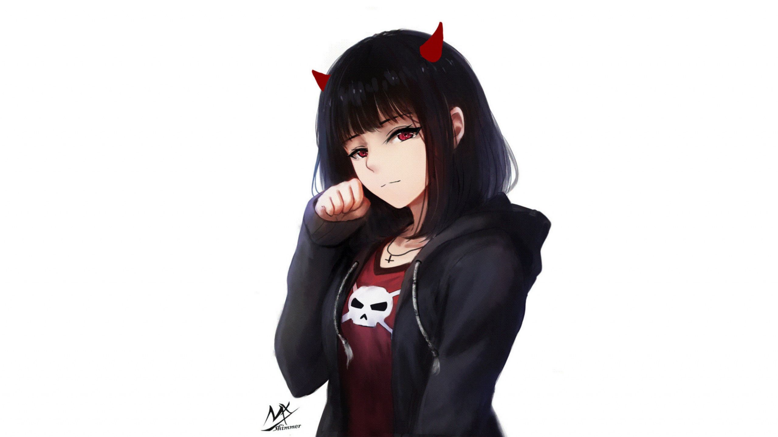Download Devil, cute, anime girl, art wallpaper, 2560x1440, Dual