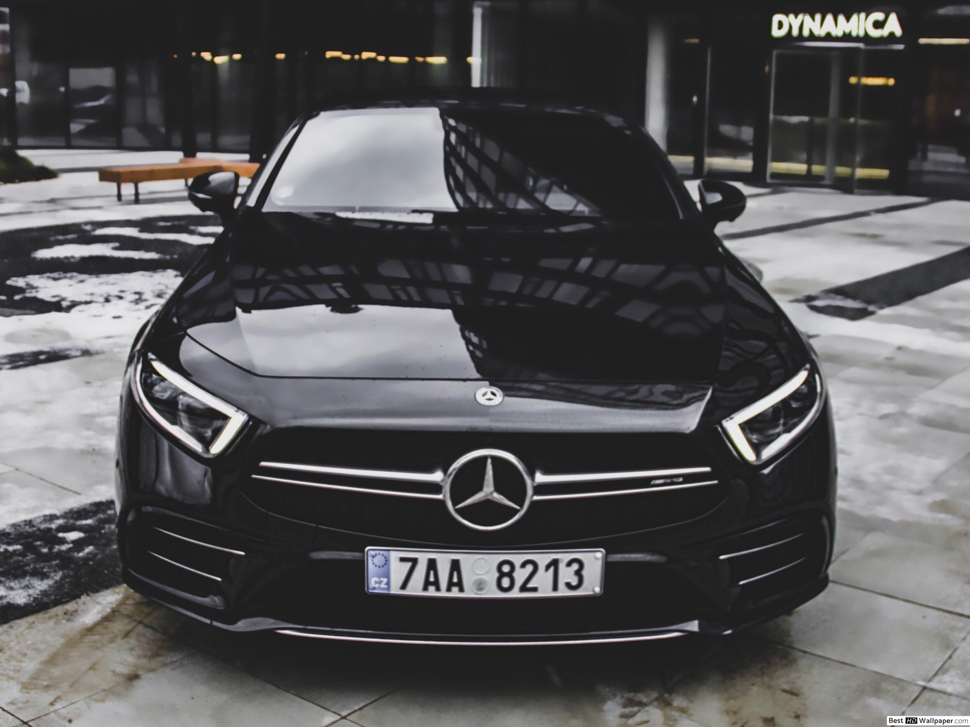 Black Mercedes Benz Car Parked Outside Dynamics Building HD Wallpaper Download