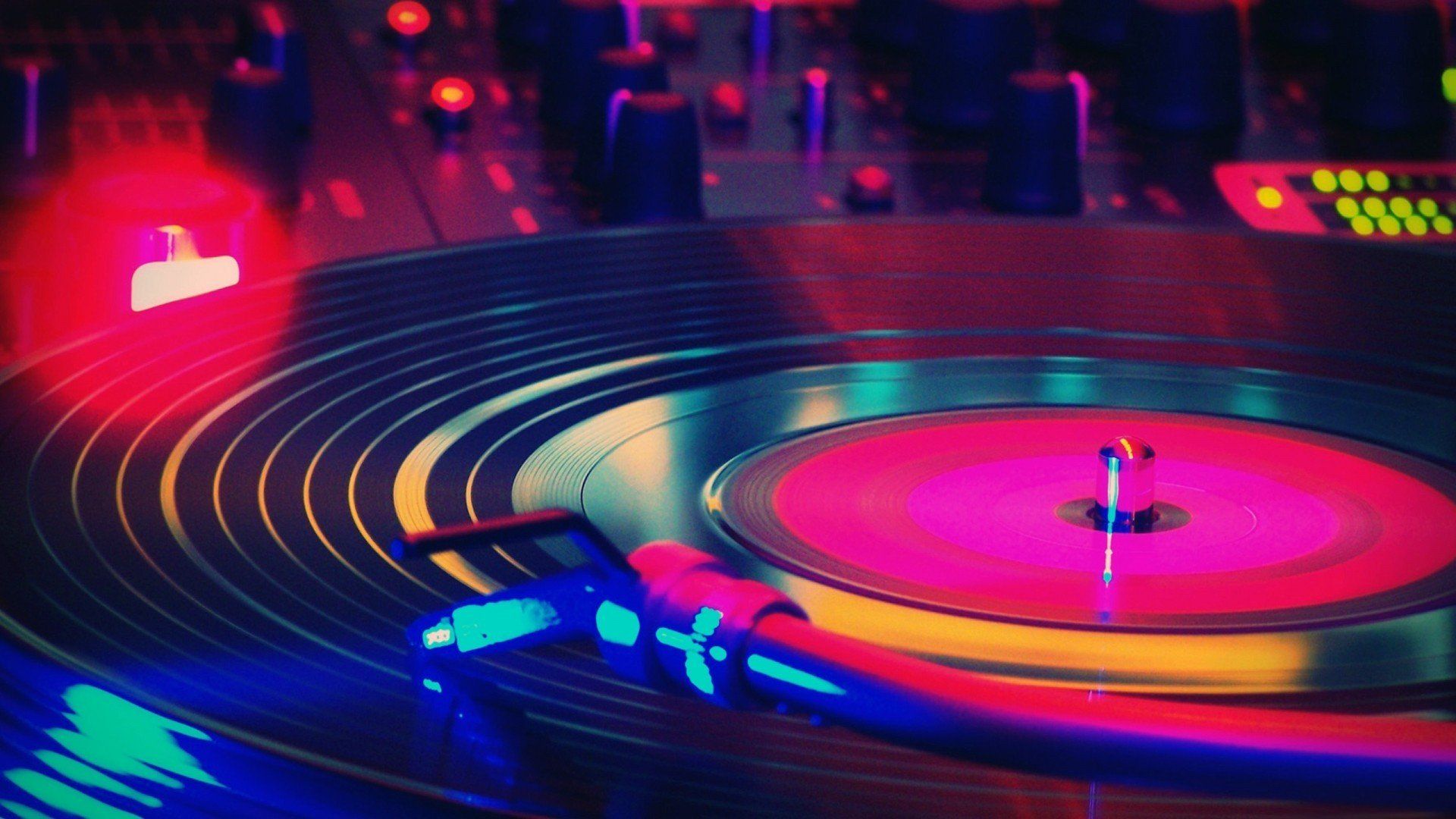 record players, Vinyl, Lights, Music, Colorful, Macro HD Wallpaper / Desktop and Mobile Image & Photo