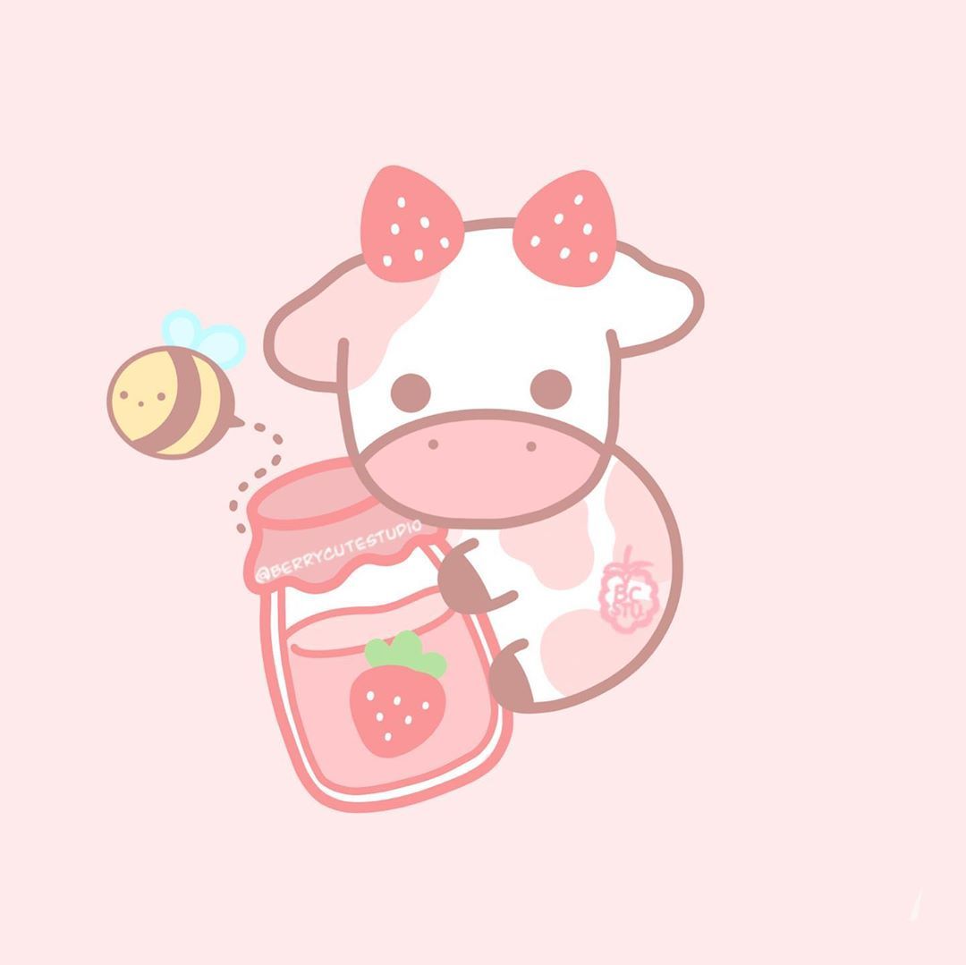 Pink Cow Strawberry Milk Kawaii Wallpapers - Wallpaper Cave.