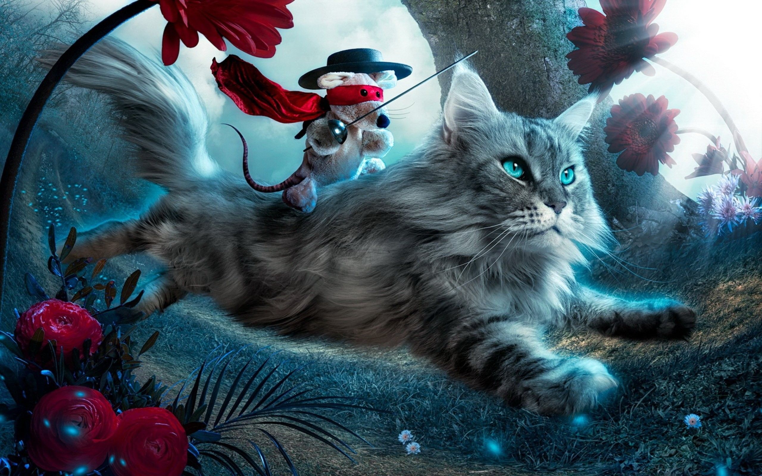 Desktop Image, Cat, fantasy, Cats, Beautiful, Art, Fantasy Wallpaper, Artistic, Artwork