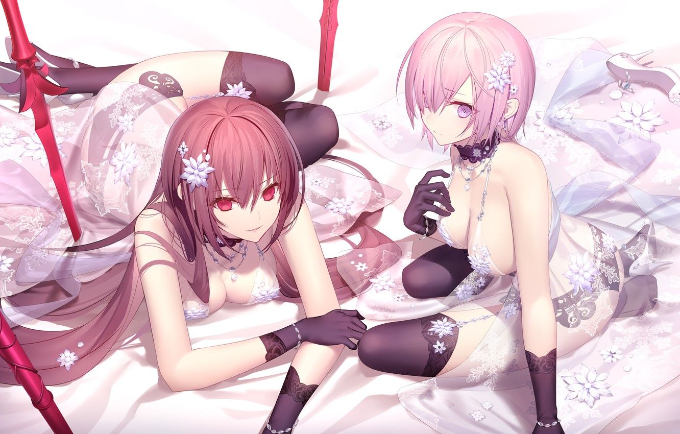 Wallpaper Fate Grand Order, Scathach, Mash Kyrielight, Shinooji