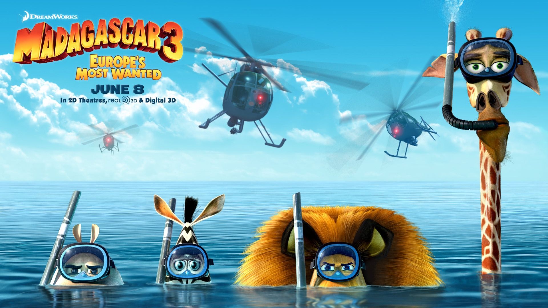 Full HD Wallpaper madagascar poster sea helicopter, Desktop