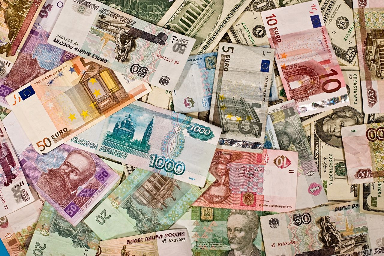 Wallpaper Euro Roubles Banknotes Texture Money
