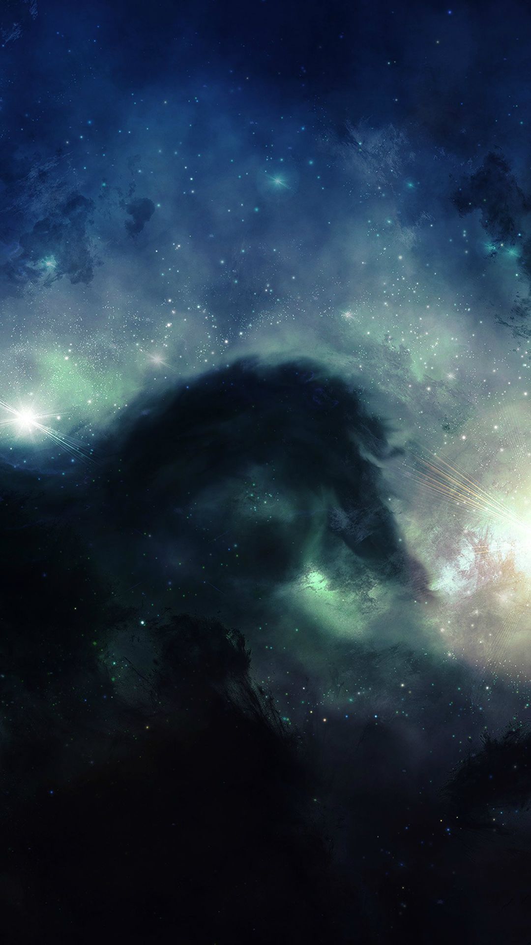 Illuminating Space Blue Star Galaxy Art iPhone 8 Wallpaper Free