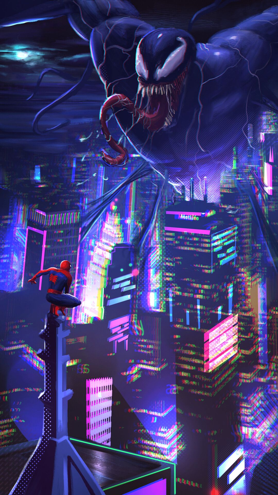 Spiderman Vs Venom In City iPhone 6s, 6 Plus, Pixel xl