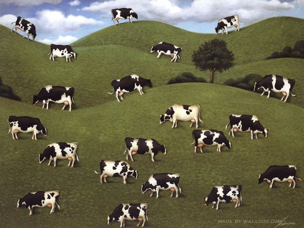 Lowell Herrero Cows Cows Cows Wallpaper 1024x768 NO.12 Desktop Wallpaper. Farm animal paintings, Cow wallpaper, Cow painting