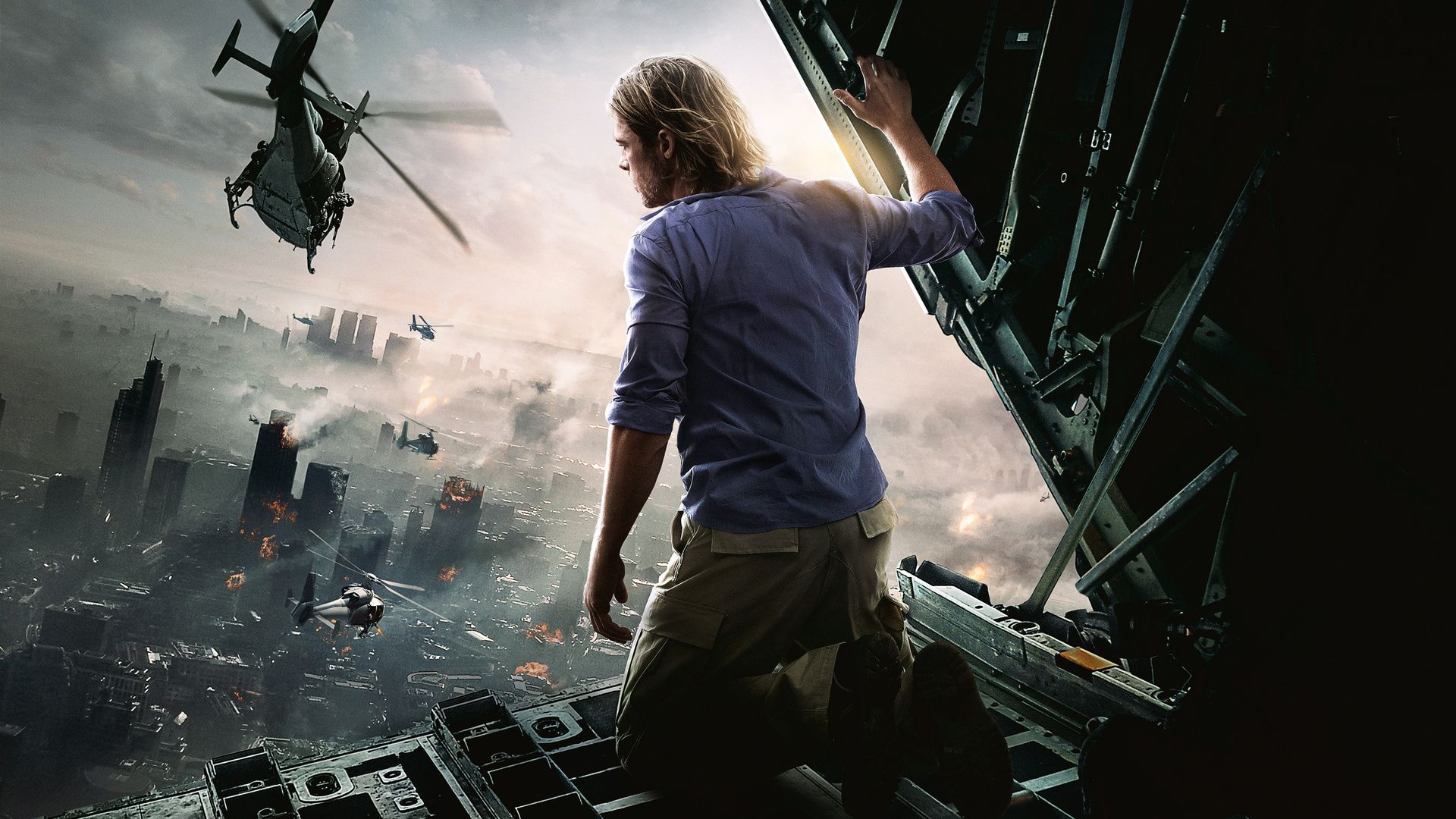 Download 1920x1080 HD Wallpaper world war z brad pitt city battle