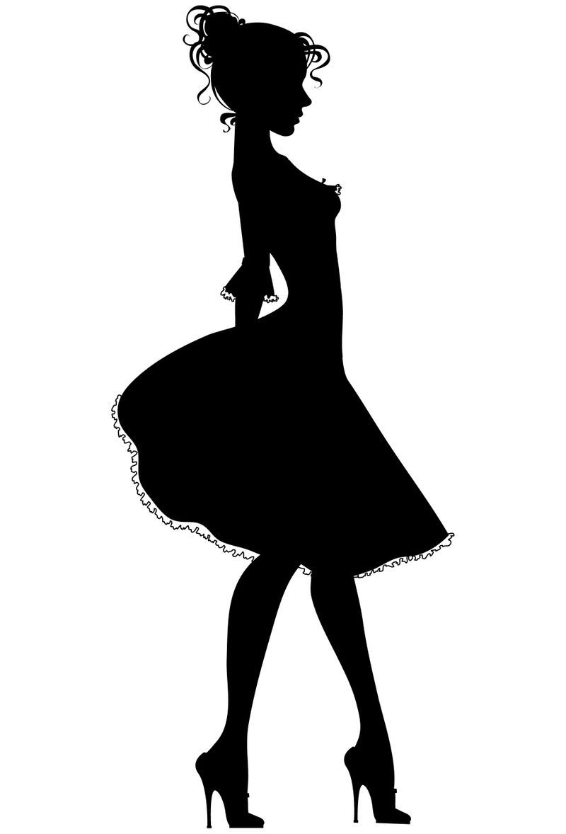 Dress Form Silhouette Clip Art. women dress silhouettes high heels