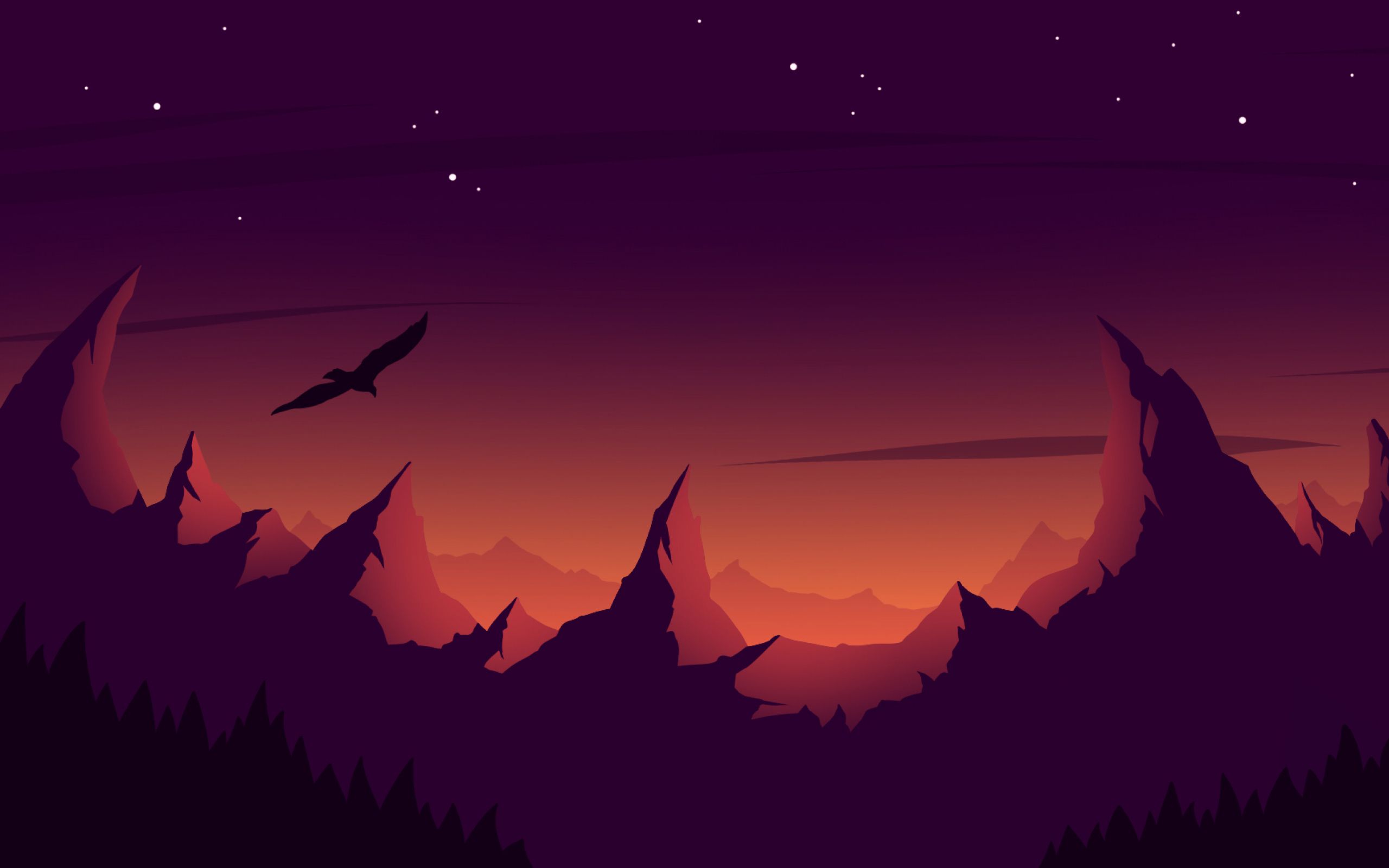 Eagle Mountain Sunset Minimalist 2560x1600 Resolution