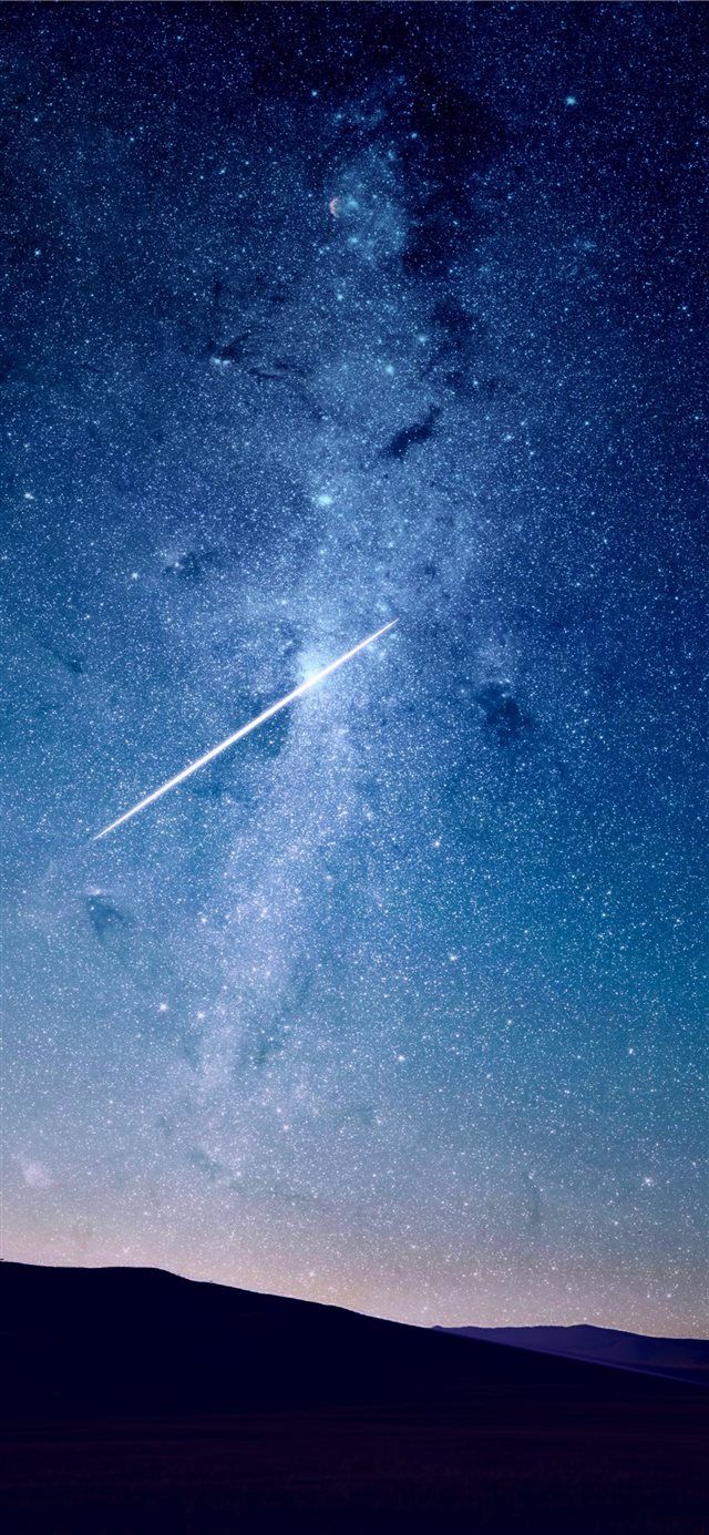 shooting star under blue sky iPhone X Wallpaper Free Download