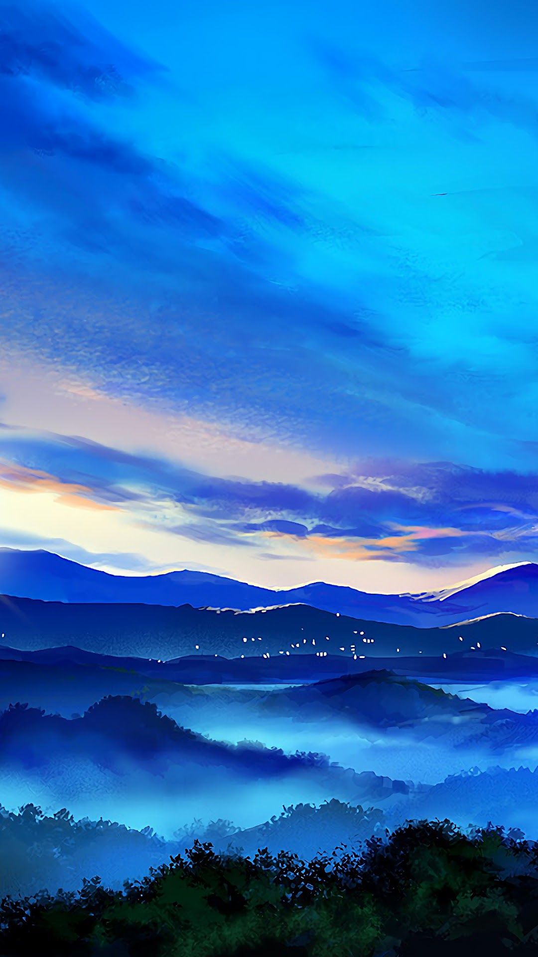 Anime Mountain Landscape Sunrise Scenery 4K Wallpaper