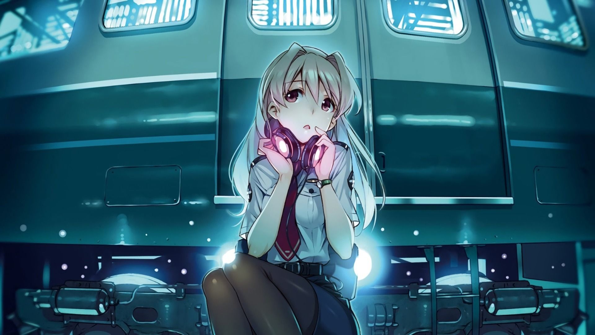 Desktop wallpaper anime girl, pilot, curious and shy, HD image