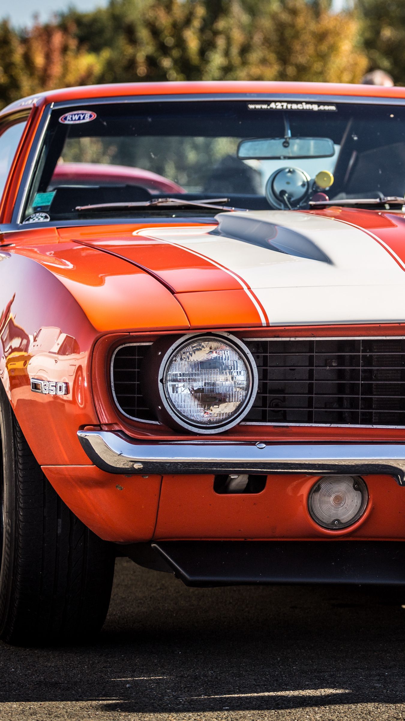Download wallpaper 1350x2400 chevrolet, camaro, ss, red, front