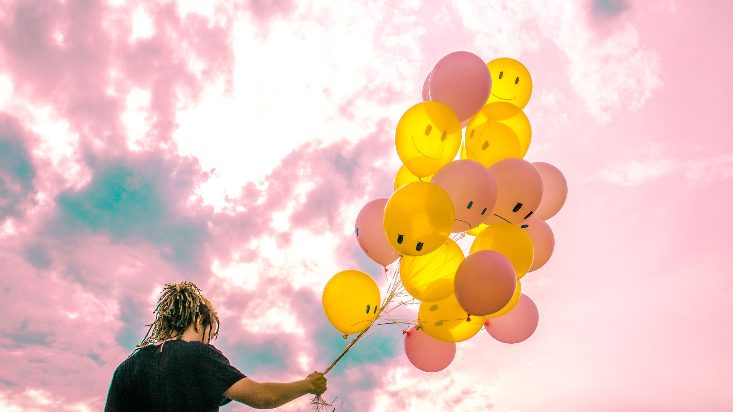 Boy With Happy And Sad Balloons 1440P Resolution HD 4k