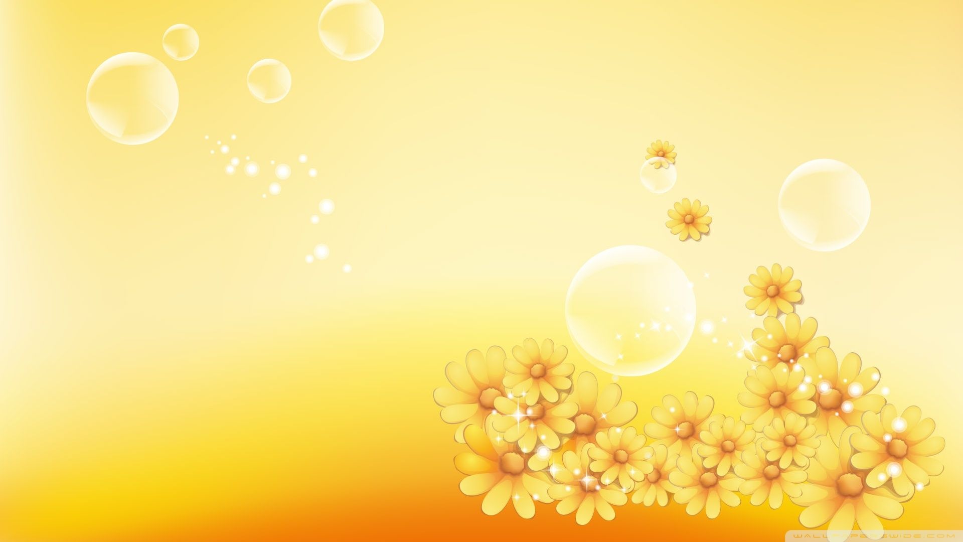 Yellow Flowers And Bubbles Ultra HD Desktop Background Wallpaper