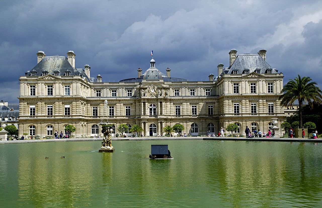Wallpaper Paris Palace France Luxembourg castle Sky Cities Clouds