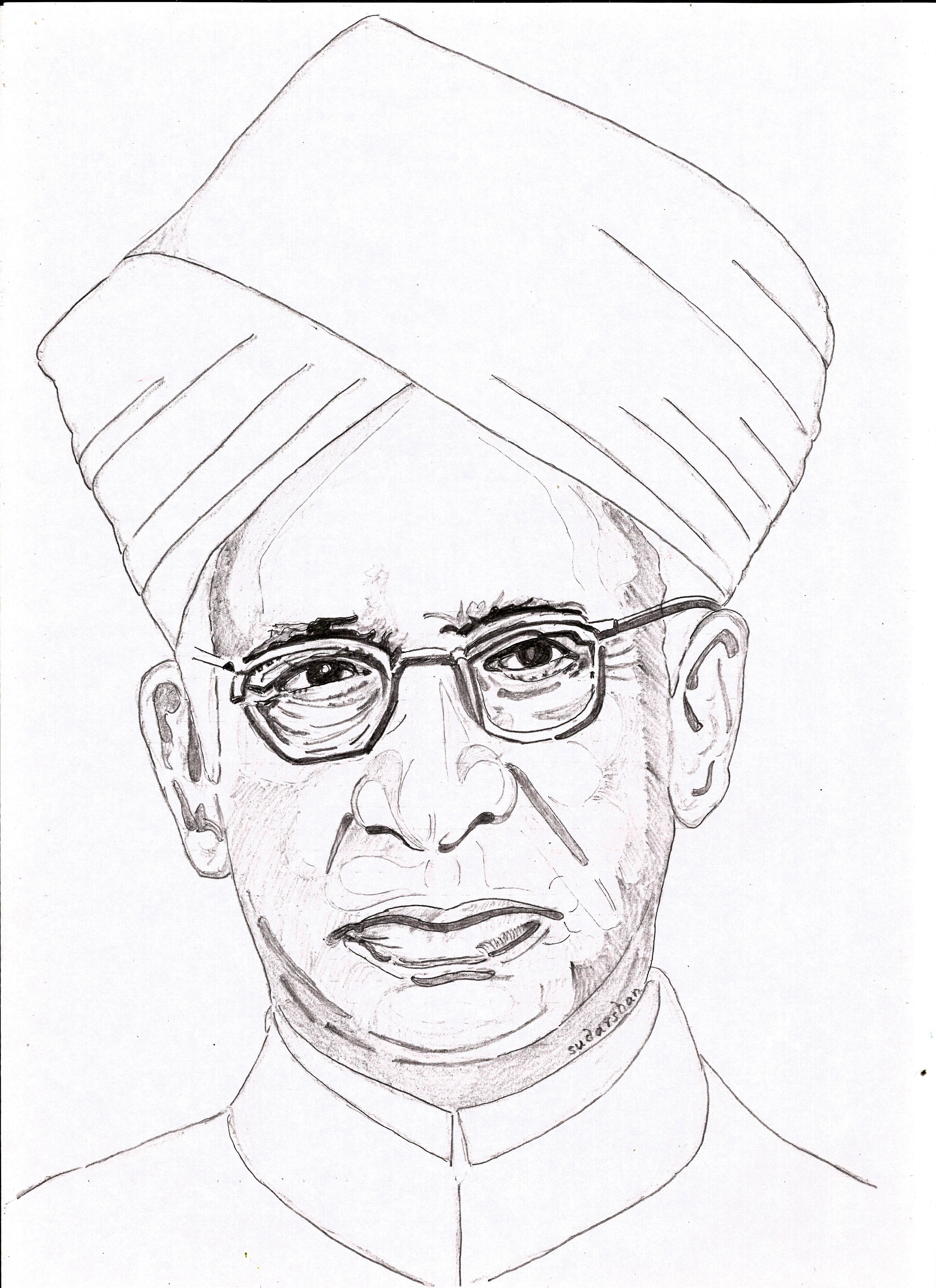 Dr.S.Radhakrishnan. Sketches, Pencil sketch portrait, Person sketch