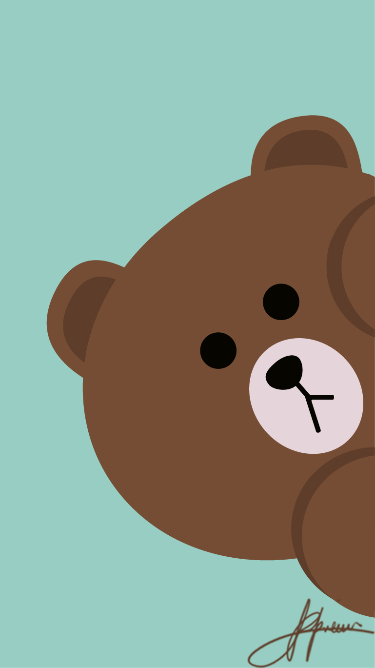 Brown from Line App Character Vector Wallpaper. Beruang coklat