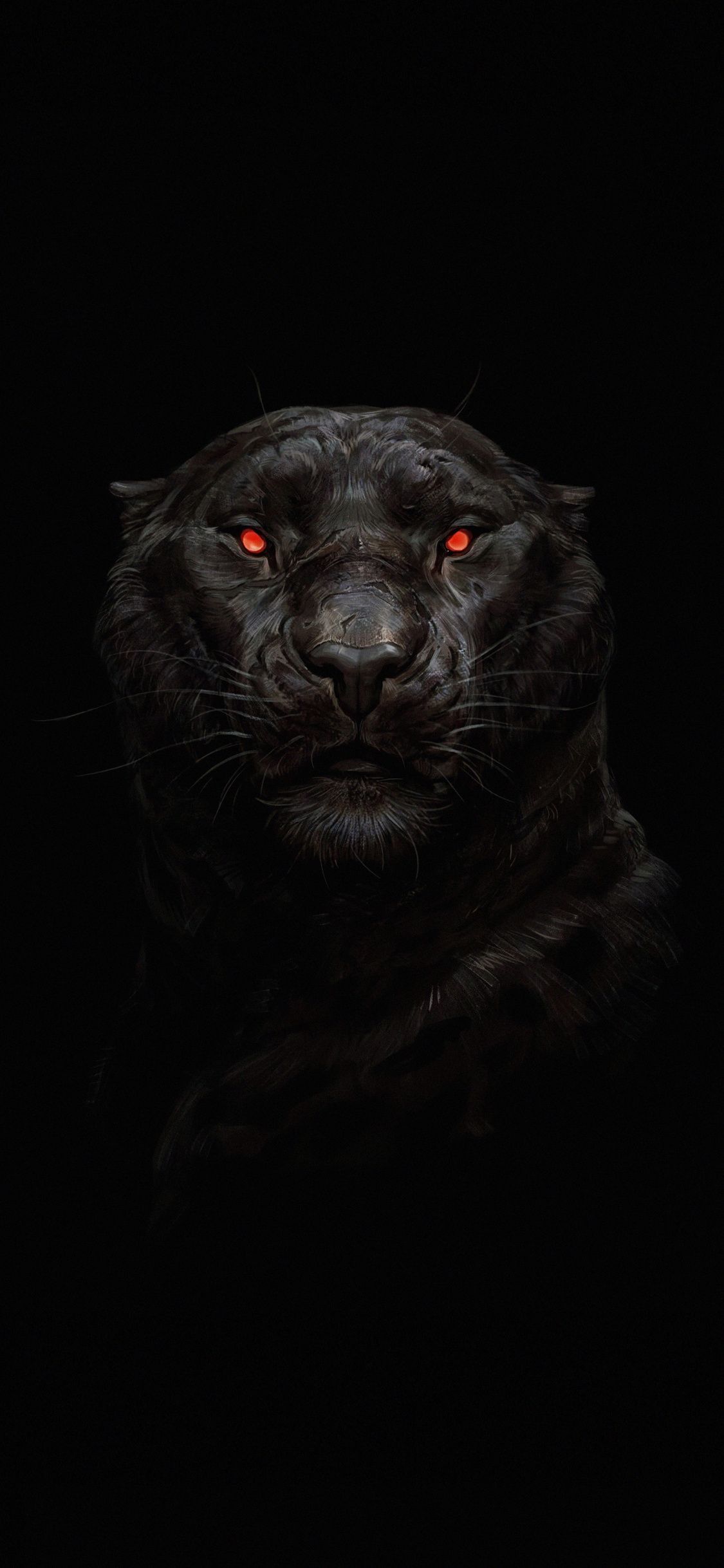 Tiger, glowing red eyes, predator, dark wallpaper