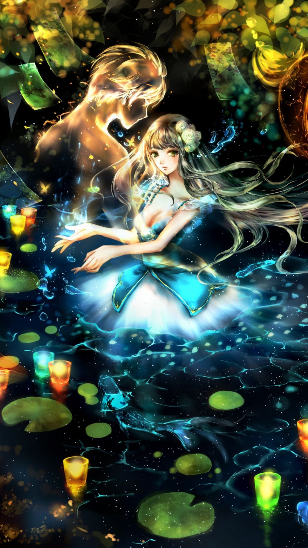 Girl Anime Art Boy Dream Glow iPhone 8 Wallpapers Free Download