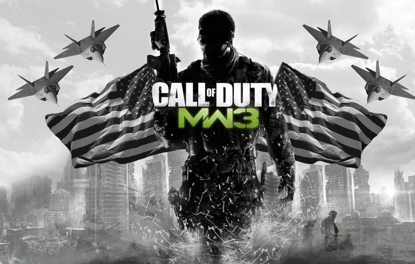 Wallpaper weapons, background, fighters, flags, call of duty warfare - for desktop, section игры