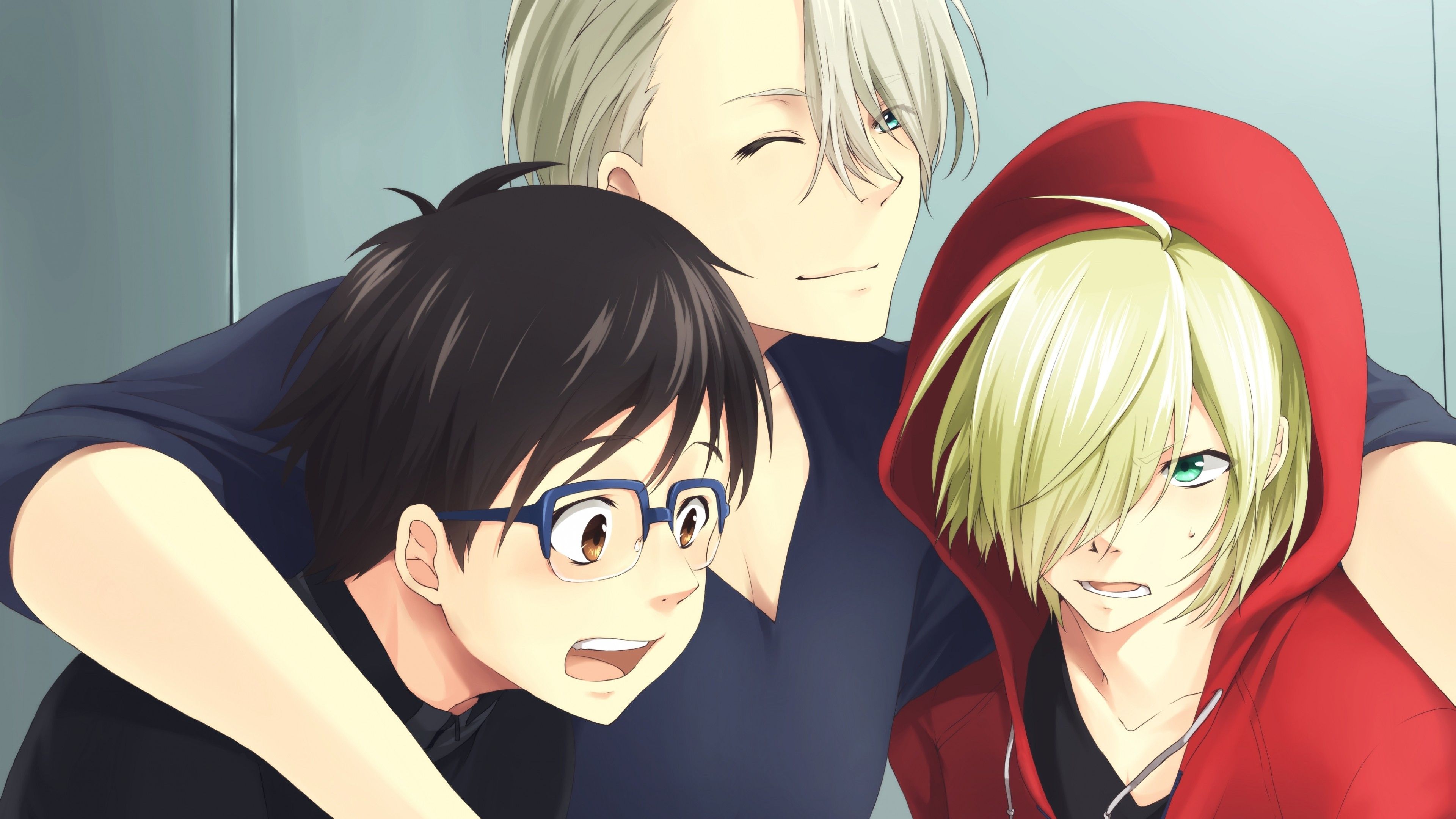 Download 3840x2160 Yuri On Ice, Victor Nikiforov, Katsuki Yuuri, Yuri Plisetsky, Hoodie Wallpaper for UHD TV