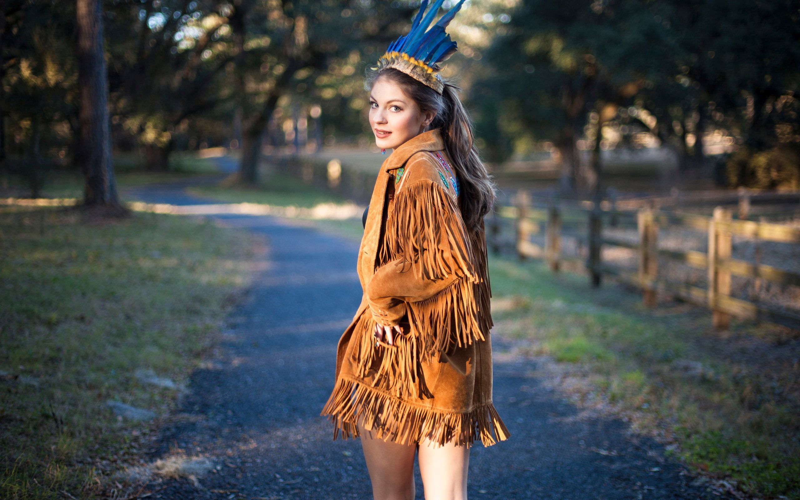 Download 2560x1600 Model wearing a Native American jacket wallpaper