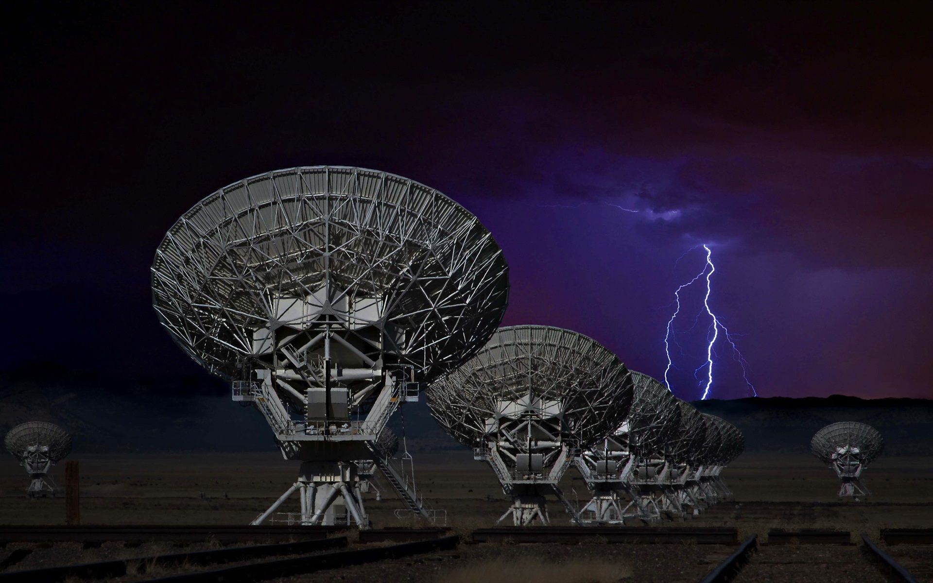 Wallpaper Antenna, science, lightning, night 1920x1200 HD Picture
