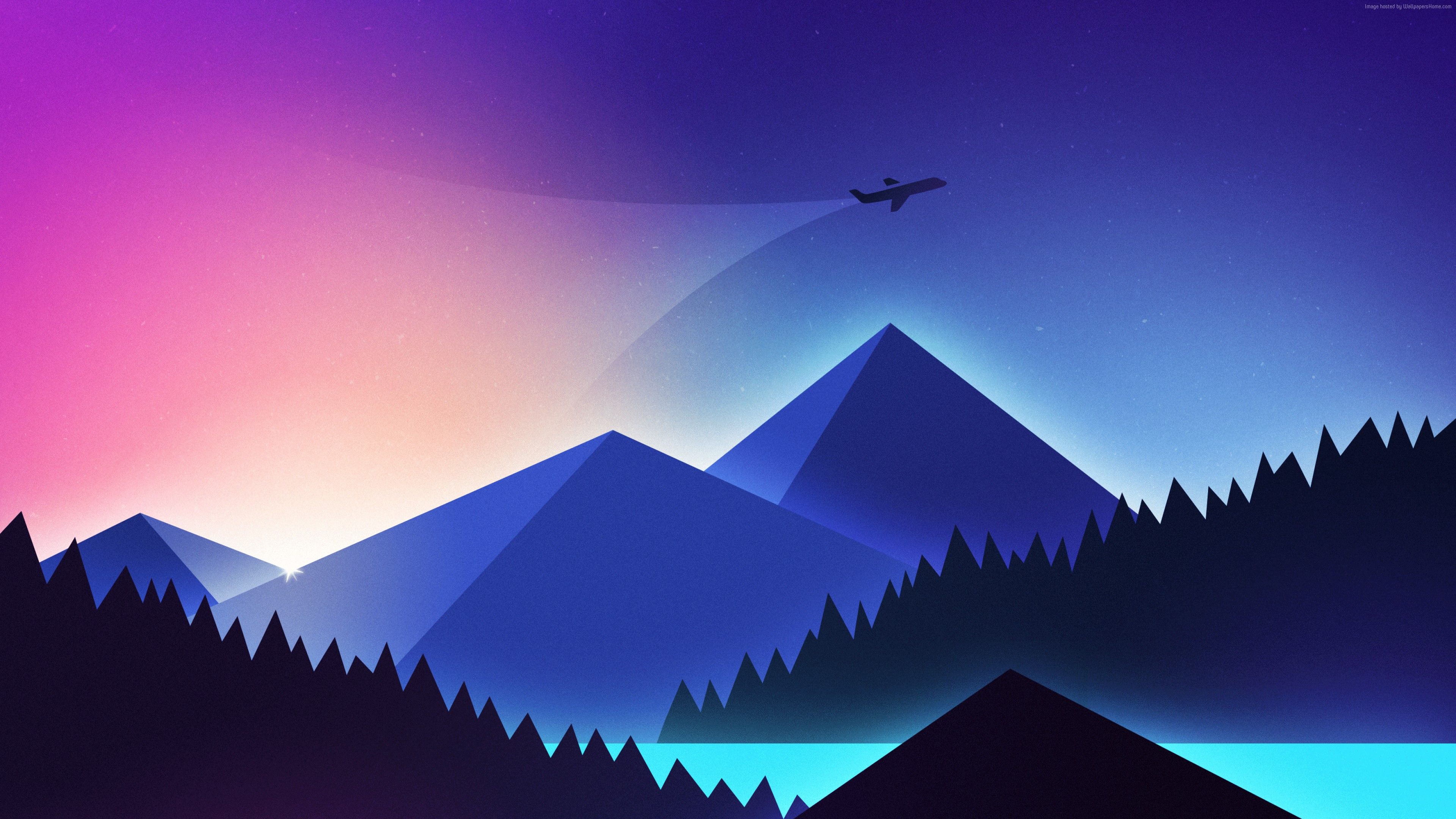 Wallpaper Plane, minimalism, colors, 4K, Art Wallpaper Download