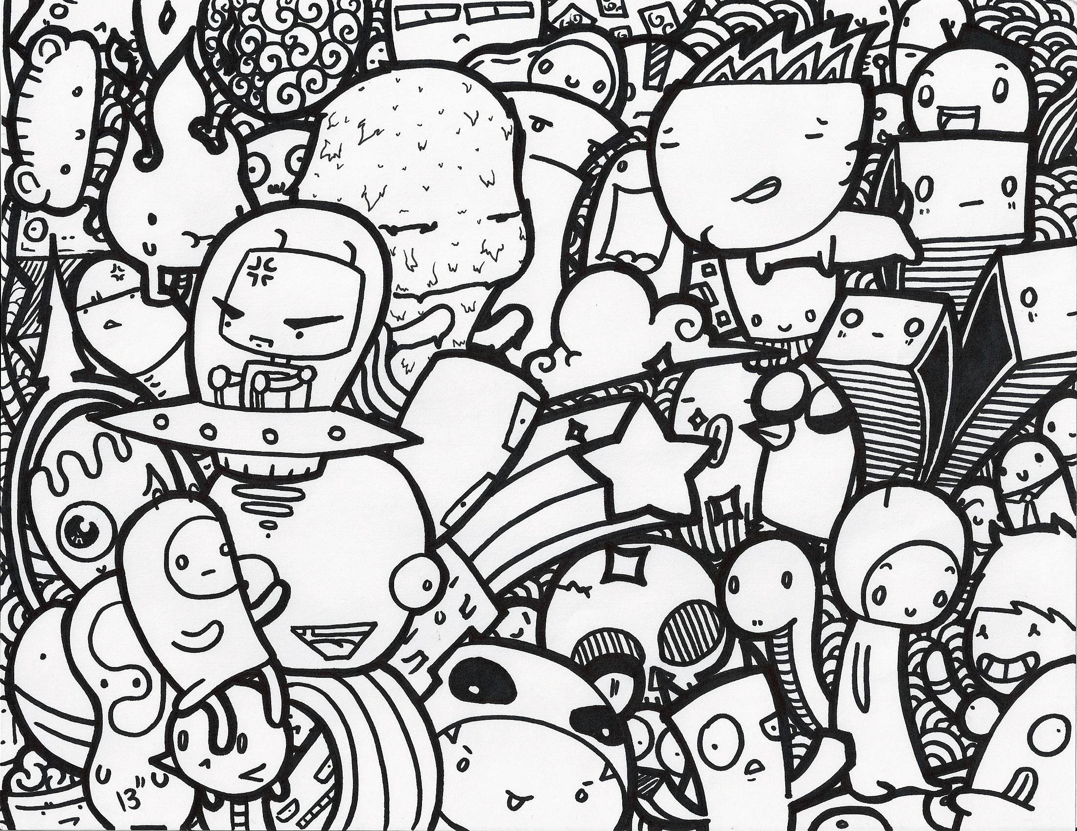 Doodle Art Wallpaper Black And White