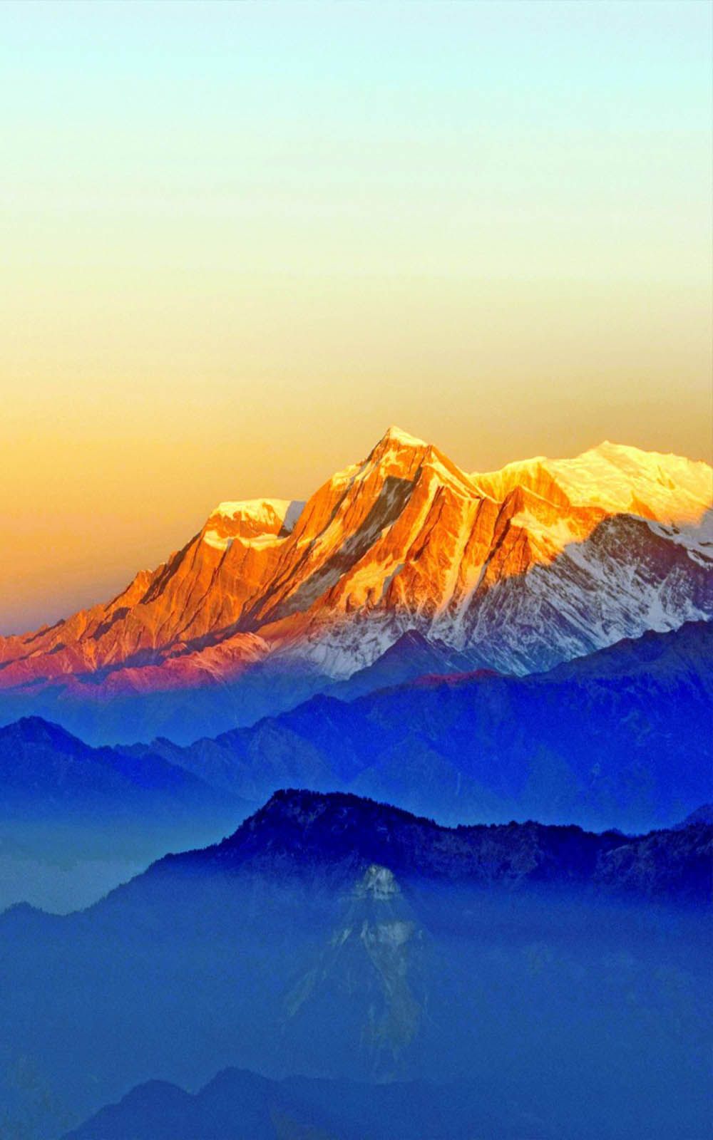 Amazing Sunrise Mountains Free HD Mobile Wallpaper
