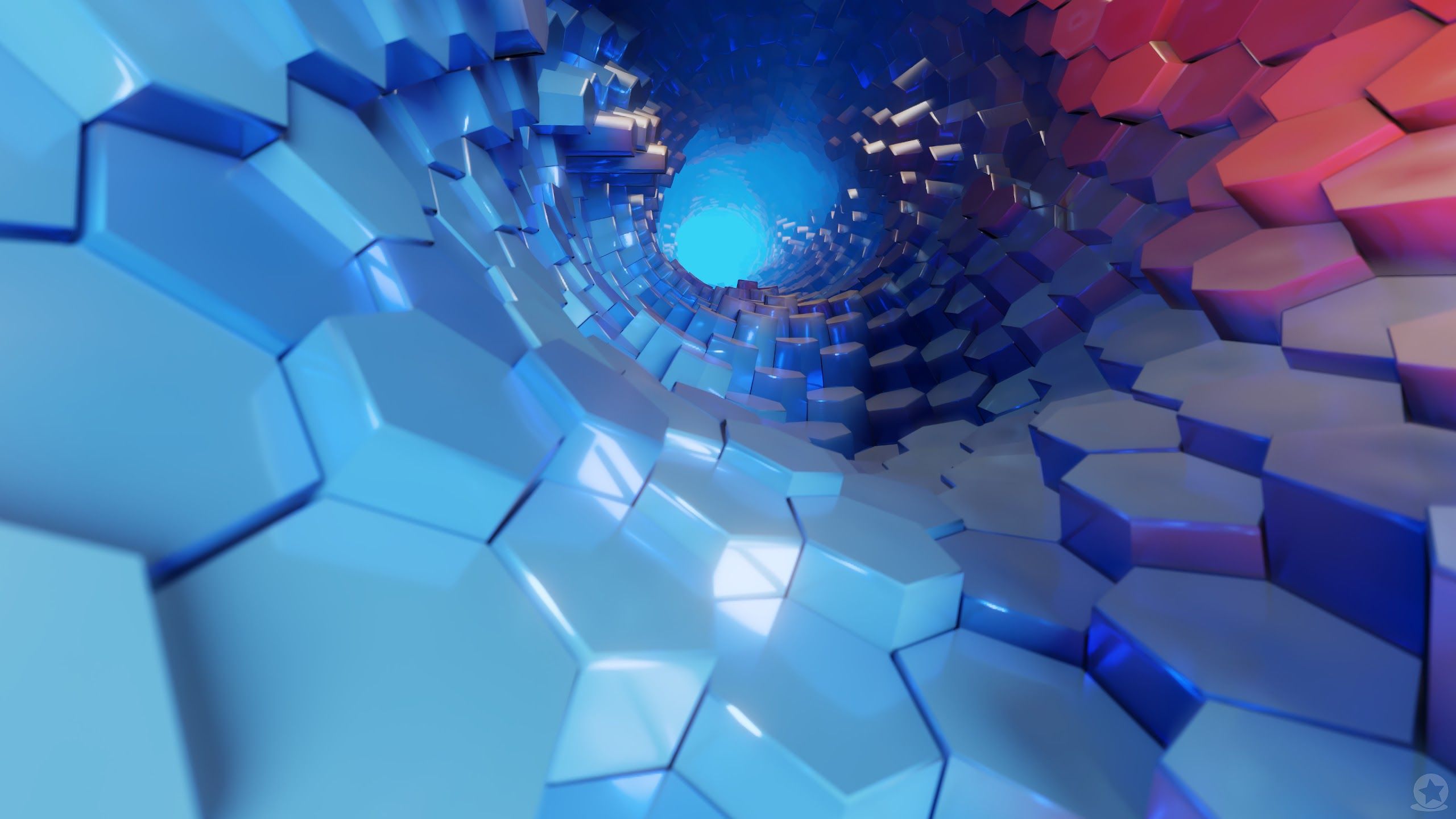 Hexagon 3D Blue Abstract 4K Wallpaper