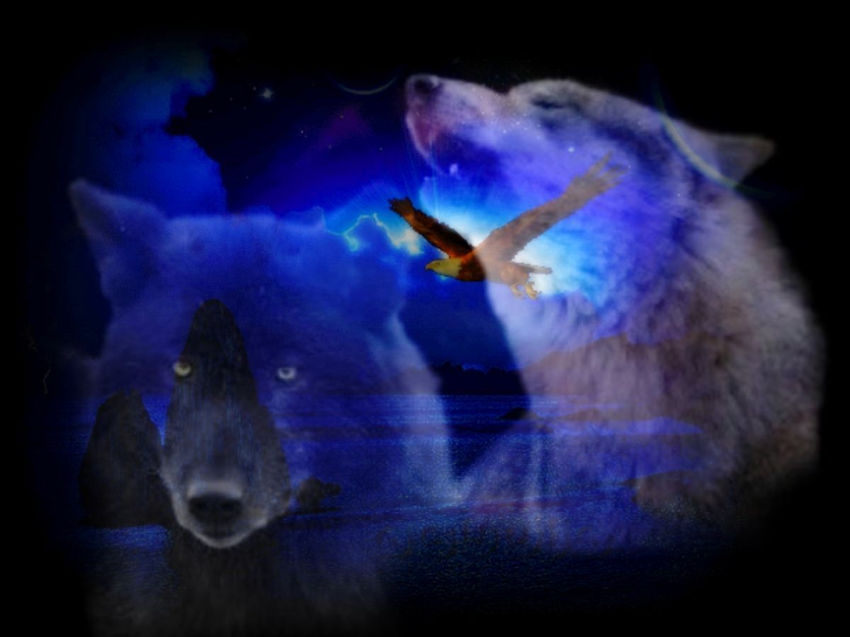 Free download Wolf Spirits Abstract Clouds Colours Dogs Eagle