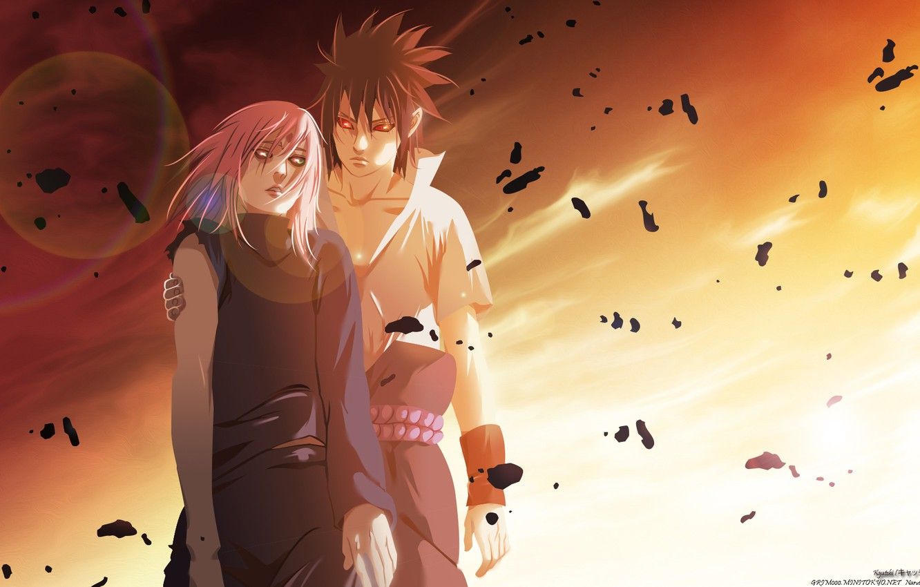 Wallpaper anime, Sakura, art, Sasuke, Naruto image for desktop