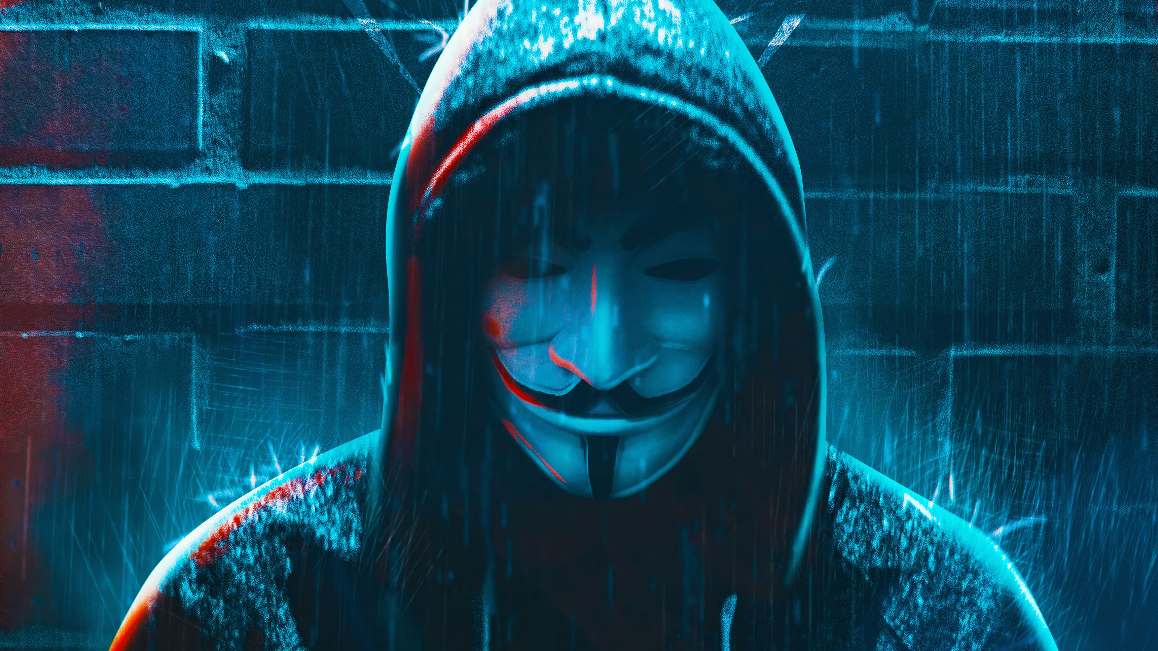 Anonymous 4K Hacker Mask 2560x1024 Resolution Wallpaper