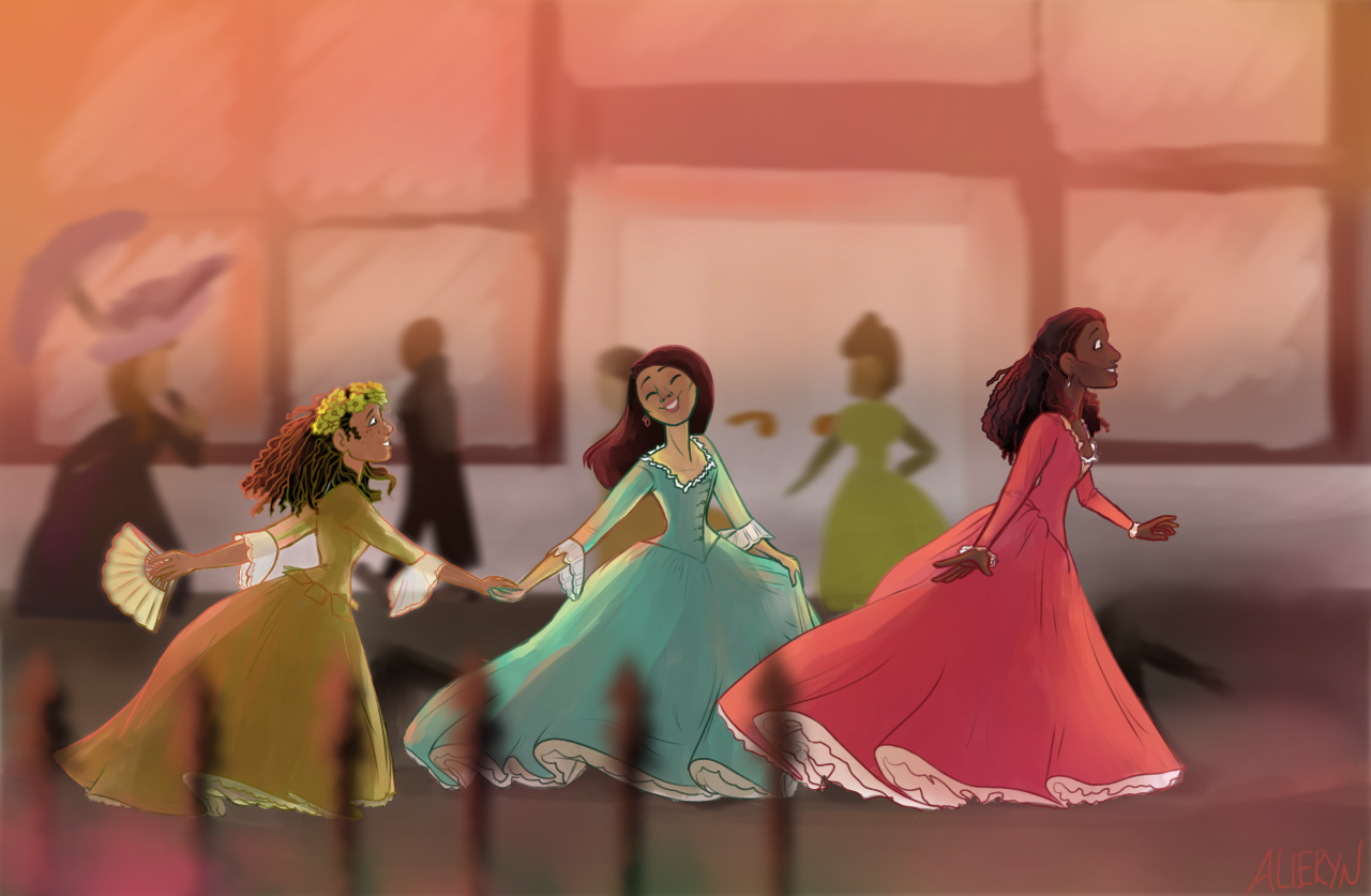 Little does he know that his daughters Peggy, Angelica, Eliza