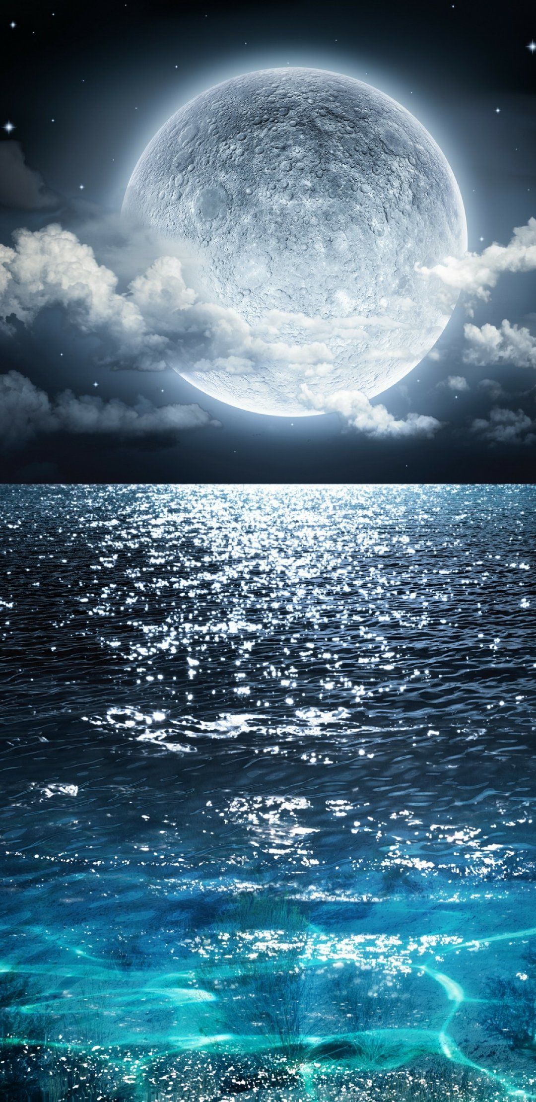 Ocean moon. Nature iphone wallpaper