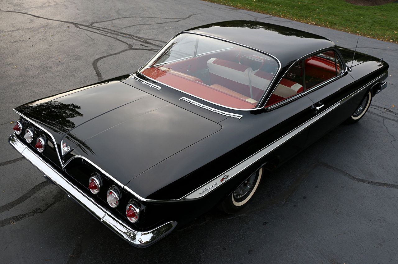 Wallpaper Chevrolet 1961 Impala 348 350 HP Sport Coupe Black Auto
