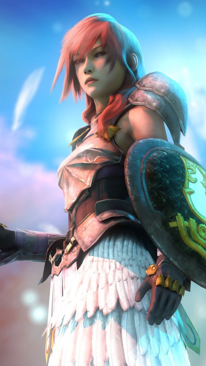 Final fantasy, video game, girl warrior, lightning, 720x1280