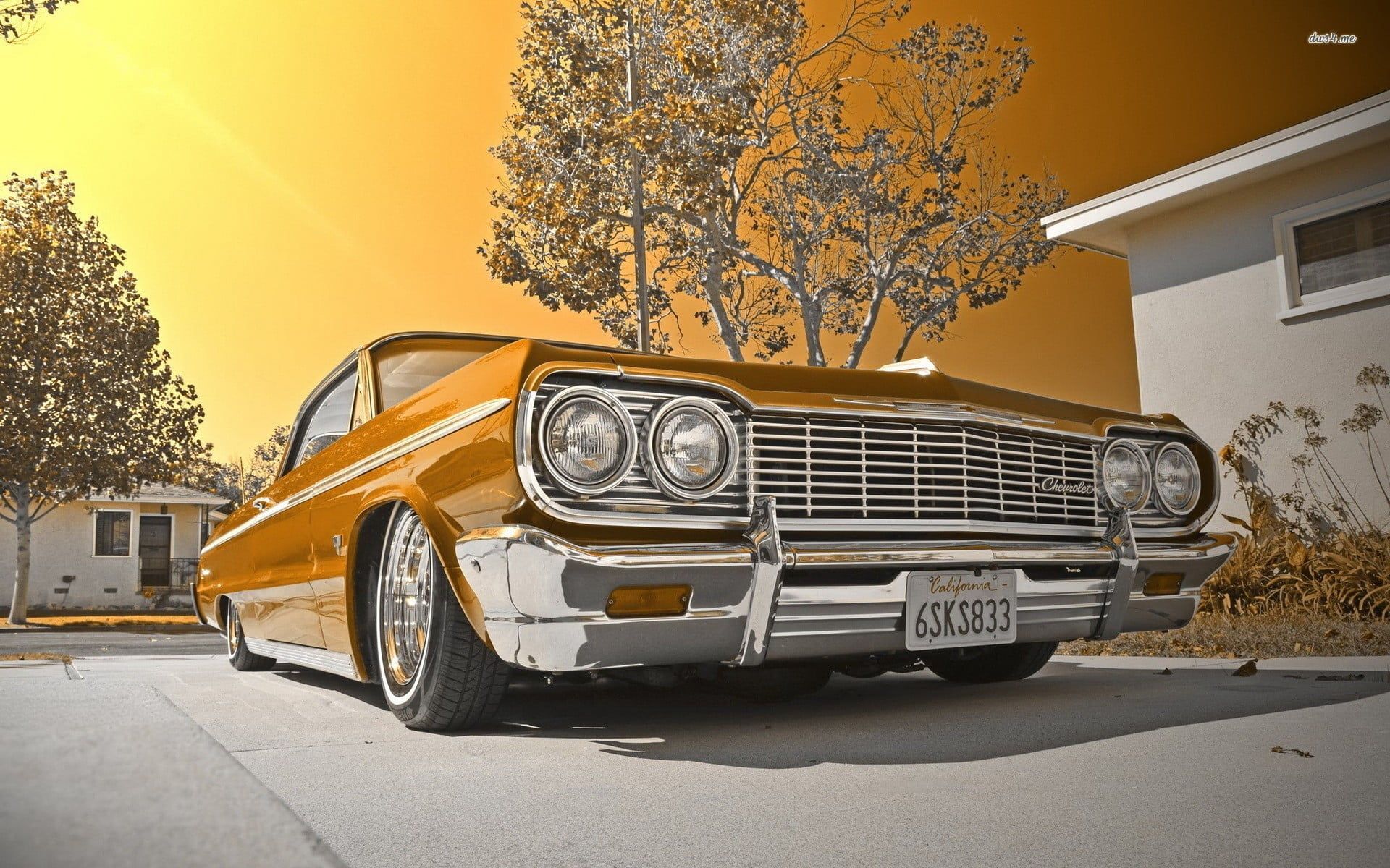 vintage brown car #lowrider Chevrolet Impala P #wallpaper