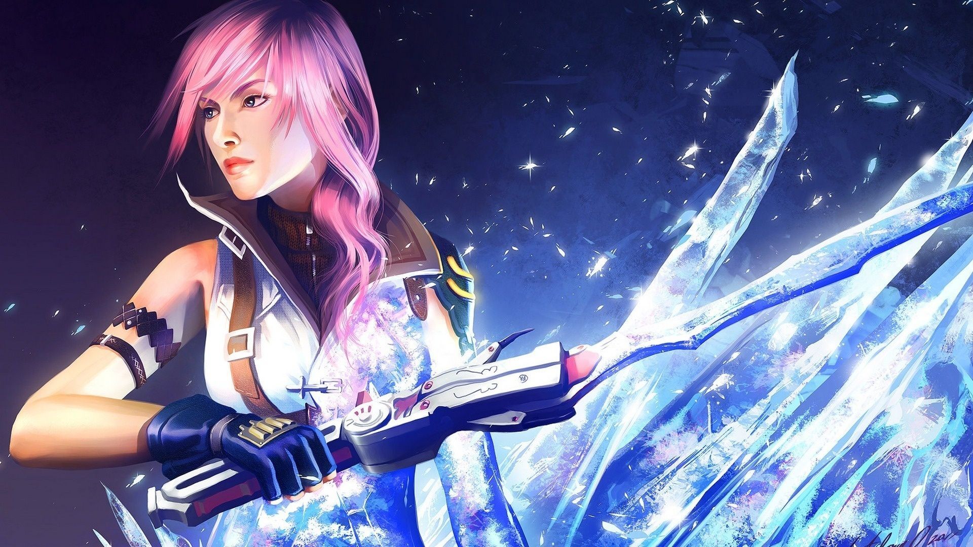Painting. Fantasy girl, Lightning final fantasy, Anime warrior girl