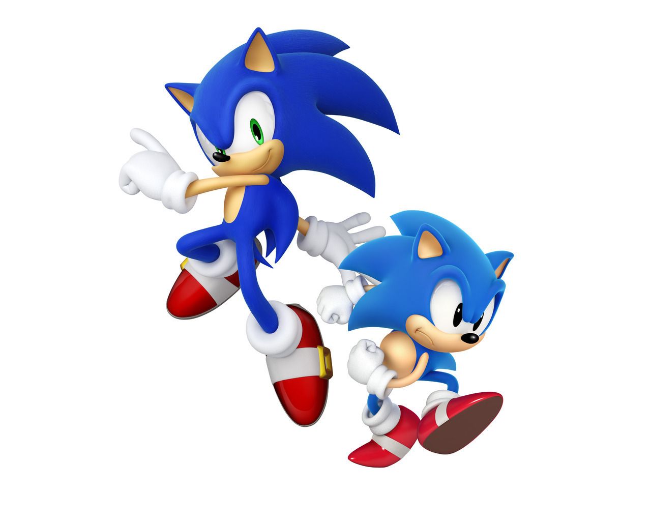 Modern Sonic and Classic Sonic the Hedgehog Photo