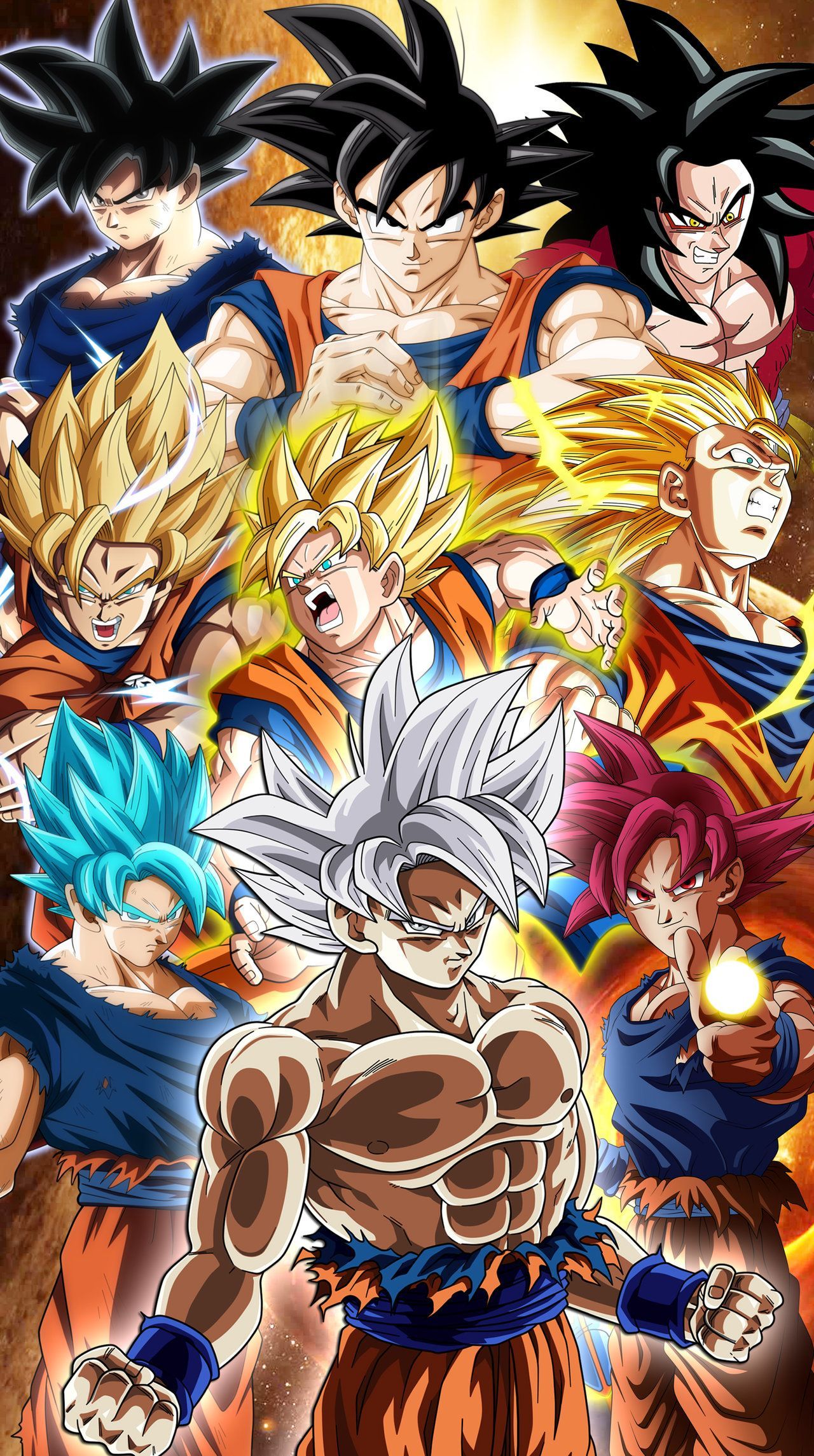 All Goku transformations. Fondo de pantalla. Anime dragon ball