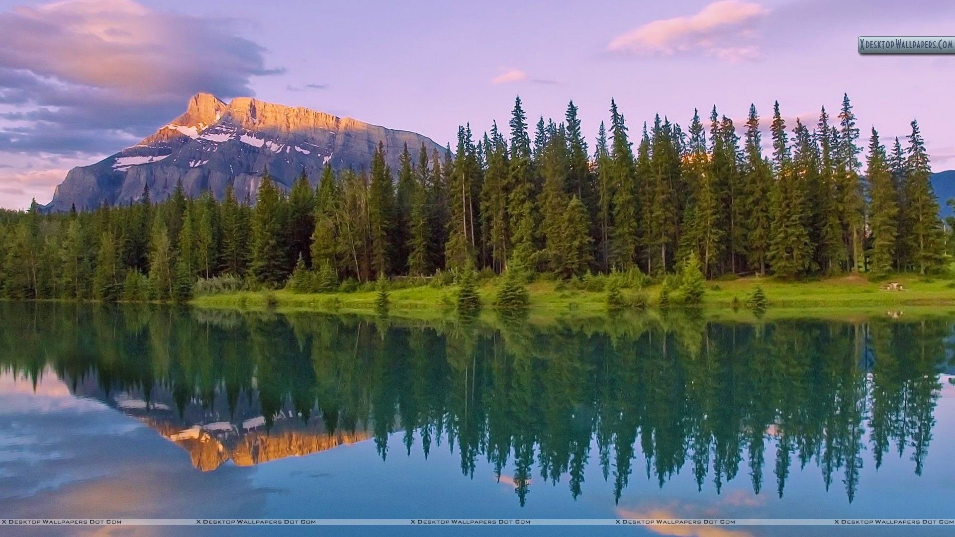 Cascade Ponds At Sunrise Lake Minnewanka Banff National Park